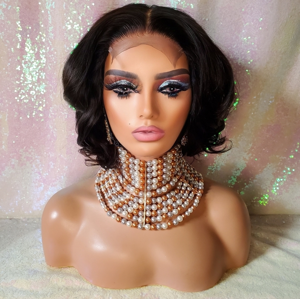 100% Brazilian virgin human hair closure wig
